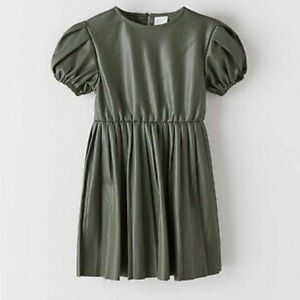 Zara Girls Green Faux Leather Dress